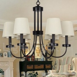 6 Light Retro Contemporary Living Room Dining Room Bedroom Black Candle Style Chandelier