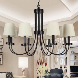 8 Light Retro Contemporary Living Room Dining Room Bedroom Black Candle Style Chandelier