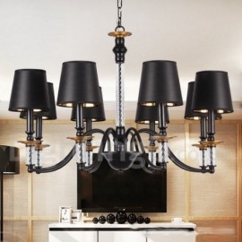 8 Light Black Living Room Bedroom Dining Room Retro Bar Candle Style Chandelier