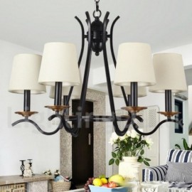 6 Light Black Living Room Dining Room Bedroom Retro Contemporary Candle Style Chandelier