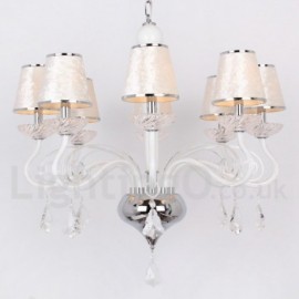 8 Light White Contemporary Dining Room Bedroom Living Room K9 Crystal Candle Style Chandelier
