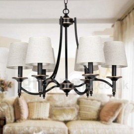 6 Light Living Room Bedroom Dining Room Study Room/Office Rustic Retro Black Contemporary Candle Style Chandelier