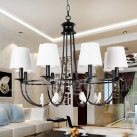 8 Light Retro Black Mediterranean Style, Living Room Dining Room Rustic Contemporary Candle Style Chandelier