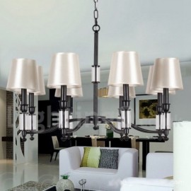 8 Light Black Living Room Dining Room Retro Contemporary LED Candle Style Chandelier