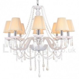 8 Light White Dining Room Bedroom Living Room K9 Crystal Candle Style Chandelier