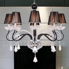 8 Light White Contemporary Dining Room Bedroom Living Room K9 Crystal Candle Style Chandelier
