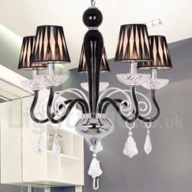 5 Light White Contemporary Dining Room Bedroom Living Room K9 Crystal Candle Style Chandelier