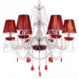 6 Light Red Dining Room Bedroom Living Room K9 Crystal Candle Style Chandelier
