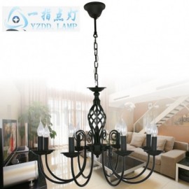 8 Light Contemporary Retro Black Living Room Bedroom Dining Room Candle Style Chandelier