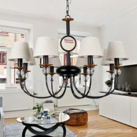 8 Light Rustic Retro Black Mediterranean Style, Living Room Contemporary Dining Room Candle Style Chandelier