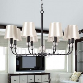 8 Light Rustic Living Room Dining Room Bedroom Retro Black Contemporary Candle Style Chandelier