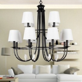 12 Light Rustic Retro Black Hotel 2 Tier Large Chandelier Candle Style Chandelier