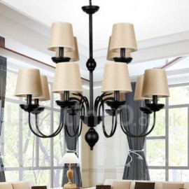 12 Light Rustic Retro Black Hotel 2 Tier Large Chandelier Candle Style Chandelier