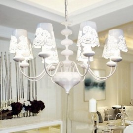 8 Light Modern / Contemporary Hollow White Living Room Dining Room Bedroom Candle Style Chandelier