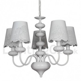 5 Light Modern / Contemporary Hollow White Living Room Dining Room Bedroom Candle Style Chandelier