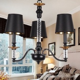 3 Light Black Living Room Bedroom Dining Room Retro Candle Style Chandelier