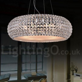Modern LED K9 Crystal Ceiling Pendant Light Indoor Chandeliers Home Hanging Down Drum Lighting Lamps Fixtures