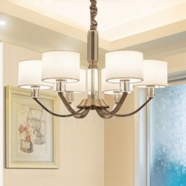 6 Light Modern/ Contemporary Living Room Crystal Dinning Room Bedroom Chandelier with Fabric Shade