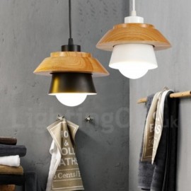 1 Light Modern/ Contemporary Wood Pendant Light with Aluminum alloy Shade