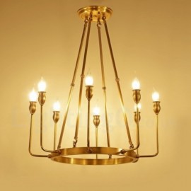 8 Light Retro,Rustic,Luxury Brass Pendant Lamp Chandelier
