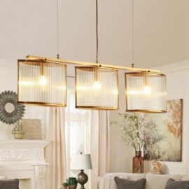 3 Light Retro,Rustic,Luxury Brass Pendant Lamp Chandelier with Glass Shade