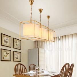 1 Light Retro,Rustic,Luxury Brass Pendant Lamp Chandelier with Fabric Shade