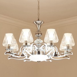 Retro, Rustic, Luxury Crystal Pendant Lamp Chandelier with Glass Shade