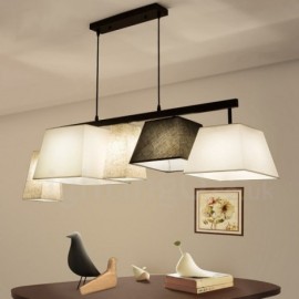 Modern / Contemporary 5 Light Steel Pendant Light with Fabric Shade for Corridor, Living Room, Dinning Room, Bedroom, Hotel