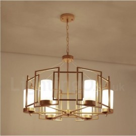Modern / Contemporary 6 Light Brass Pendant Light with Glass Shade for Living Room, Dinning Room, Bedroom, Hotel