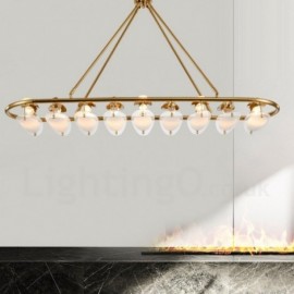 Modern / Contemporary 9 Light Brass Pendant Light with Glass Shade for Living Room, Dinning Room, Bedroom, Hotel