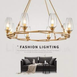 Modern / Contemporary 8 Light Steel Pendant Light with Glass Shade for Living Room, Dinning Room, Bedroom