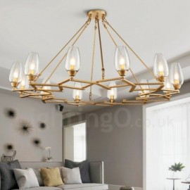 Modern / Contemporary 12 Light Steel Pendant Light with Glass Shade for Living Room, Dinning Room, Bedroom