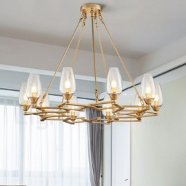 Modern / Contemporary 10 Light Steel Pendant Light with Glass Shade for Living Room, Dinning Room, Bedroom