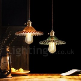Rustic / Lodge,Retro 1 Light Steel Pendant Light with Glass Shade for Corridor, Living Room, Dinning Room, Courtyard, Study