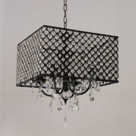 Modern / Contemporary 4 Light Crystal Black Stainless Steel Chandelier