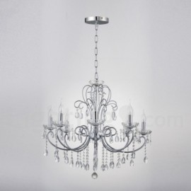 Modern / Contemporary 8 Light Crystal Candle Chrome Stainless Steel Chandelier