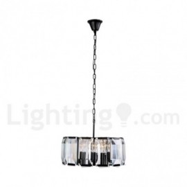 Modern / Contemporary 4 Light Candle Crystal Black, Gold Stainless Steel Chandelier