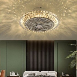 Crystal Ceiling Fan Light Gold Round Ceiling Lamp