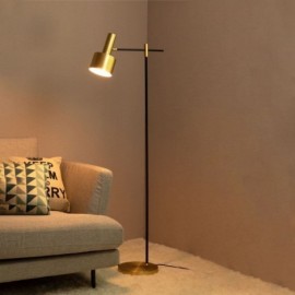 Floor Lamp American Antique Copper Standing Lamp With Iron Art Rotatable Shade And Marble Base