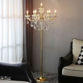 Crystal Floor Lamp Gold Raindrop European Style Luxury Light Lobby