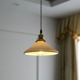 Japanese Style Ceramics Pendant Light Retro Pleated Pendant Lamp