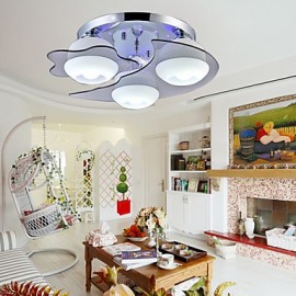 Flush Mount, LED 3 Lights, Modern Fashion Contracted White Stainless Steel Metal