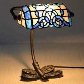 Table Lamp Blue Baroque Small Bedside Lamp Decorative Stained Glass Desk Light