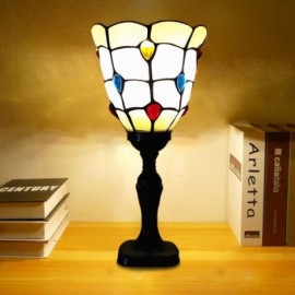 Vintage Table Lamp Stained Glass Bedside Lamp Desk Light
