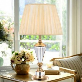 American Style Glass Table Lamp Fabric Lampshade Desk Lamp Study