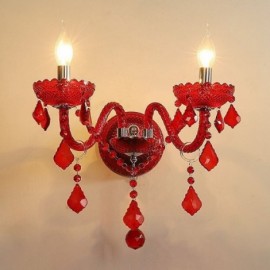 European Crystal Sconce Wall Light Red Colour Light Rooms