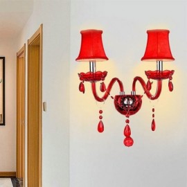 European Wall Light Crystal Sconce Red Colour Rooms