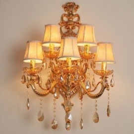 Luxury Crystal Sconce European Wall Light Zinc Alloy Five Light Aisle