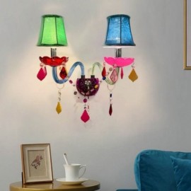 Colourful Crystal Sconce European Two-Light Wall Light Aisle