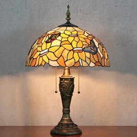 Floral Shade Table Lamp, 2 Light, Resin Glass Painting